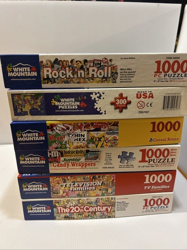 Lot Of 6 White Mountain Puzzles 5 1000 Piece And One 300 Piece- COMPLETE!
