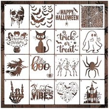 New Halloween Stencils for Painting on Wood Crafts, Reusable Large Pumpkin Happy