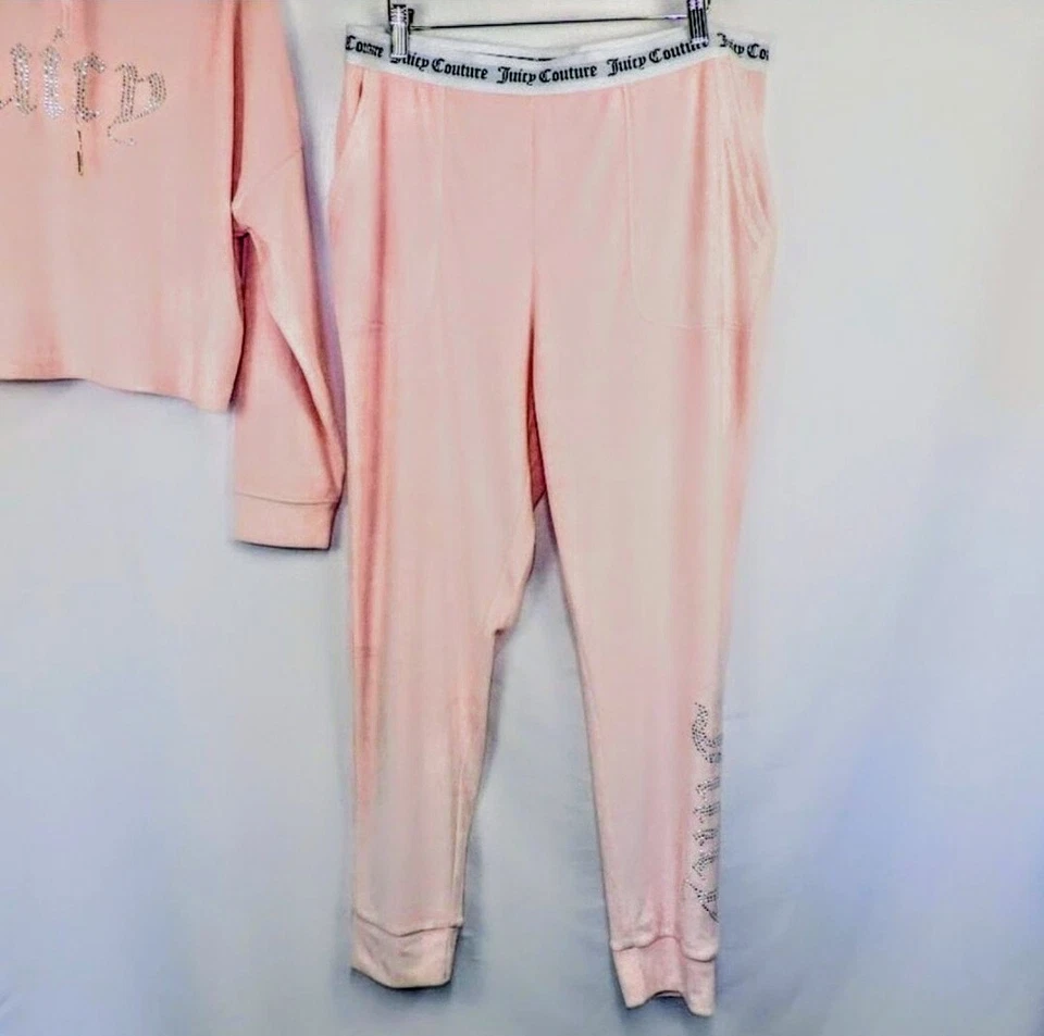 Juicy Couture 2pc Lola Pink Soft Velour Sleepwear/Loungewear Set Size XL - Image 3 of 4