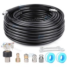 50FT 5800 PSI Sewer Jetter Nozzles Kit Pressure Washer Drain Cleaning Hose