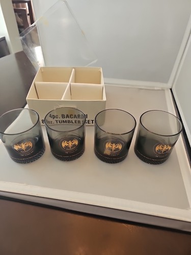Juego de 4 vasos para beber ron Bacardí Hobnail gris vaso dorado bate Lowball - Imagen 24 de 24