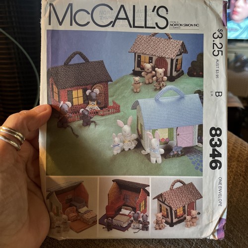 BUNNY RABBIT Teddy Bear Mouse Portable toy PATTERN Plush McCalls 8346 vtg Uncut - Picture 2 of 6