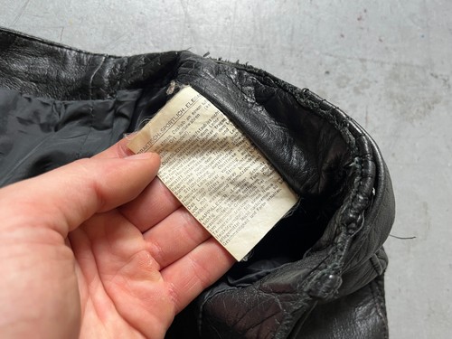 70s Vintage German Black Leather Biker Motorcycle Racing Padded Pants Trousers S - Picture 8 of 17