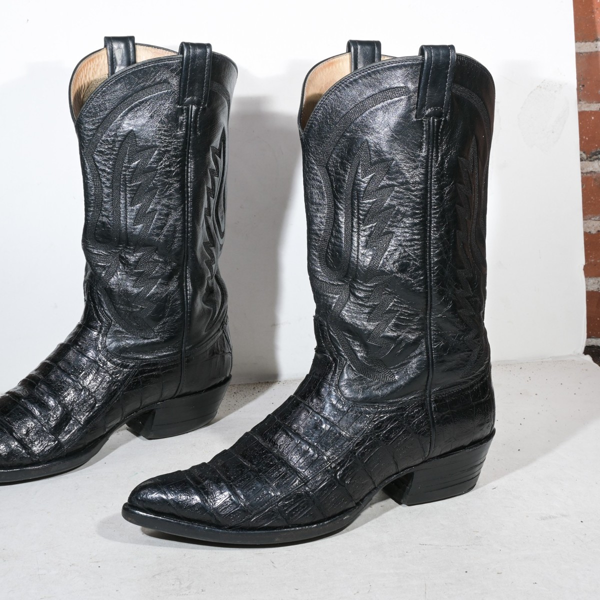 Fort Walker Corcodile Western Boots sz 12 Vtg Fort Walker Exotic Alligator Western Cowboy Boots Black  main image 4
