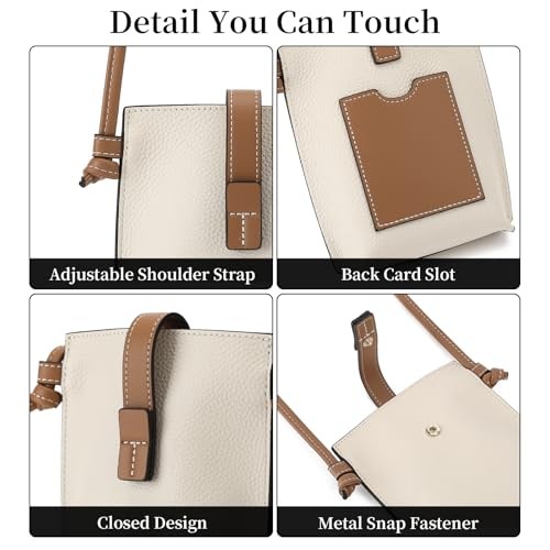 Petits sacs à bandoulière en cuir pour femmes sac à main téléphone portable minimalisme blanc - Photo 5 sur 6