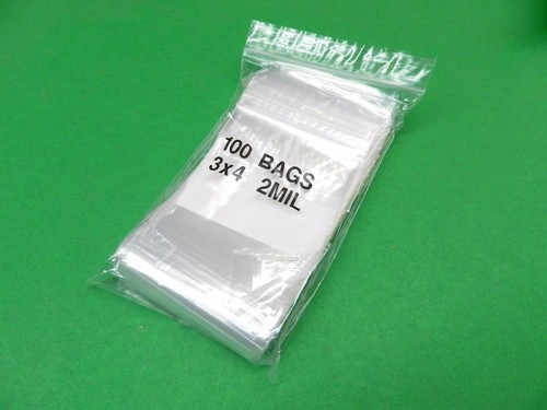 100 3x4 White Block Bags 2mil Reclosable Poly Writeable 3" x 4" Squeeze Top Lock - Bild 5 von 7