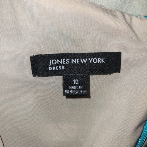 JONES NEW YORK turquoise cotton Boucle fringe peplum 2 pc Dress Jacket Suit 10 - Picture 5 of 7