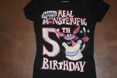 Nickelodeon Aaahh Monsters 5th Birthday Girls Small 6/6X Black T-Shirt Happy NEW - Picture 3 of 6