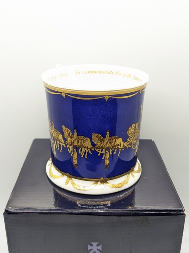 Taza Vaso Coronación Royal Crown Derby Oro Cobalto Edición Limitada En Caja Rara - Imagen 3 de 11