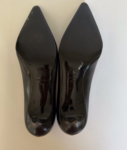 Rene Mancini Vintage Leather Pointed Toe Pump Black 38 Kitten Heel - Picture 6 of 10