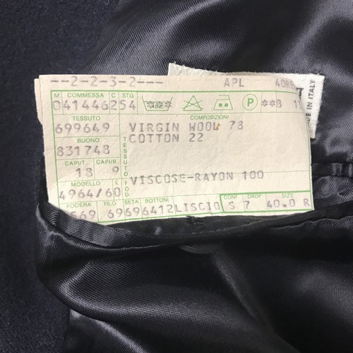 Giorgio Armani Vintage Men's Alpaca Virgin Wool Navy Trenchcoat Long Jacket 40r - Picture 5 of 9