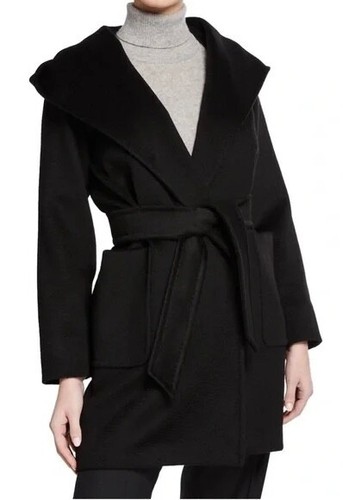Max Mara Rialto 100% Camel Hair Black Short Hooded Coat Size 0 MSRP $3450 - Picture 2 of 12