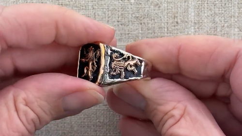 Sterlingsilber & Bronze keltisch schottisch zügellos Siegelring Größe 10,5 oder 11,5 - Video 1 von 1