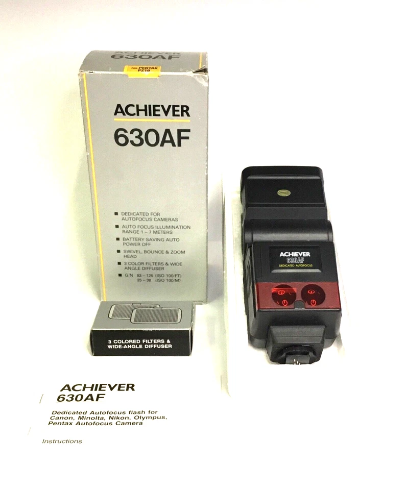 ACHIEVER 630AF Electronic Flash For Pentax PZ10 & AF Cameras - Filters & Manual - Image 2 of 4