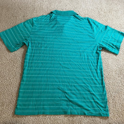 IZOD Lacoste Polo Shirt Mens L Green Striped Short Sleeve Cotton Lisle - Picture 9 of 10