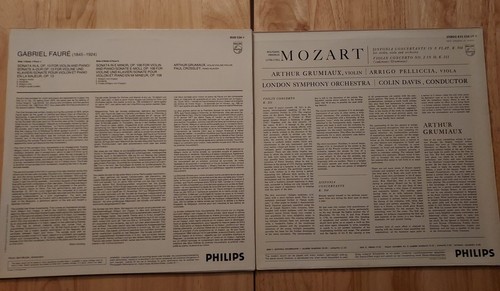 ARTHUR GRUMIAUX 2-LP Lot-Fauré Die Violinsonaten, Mozart Violinkonzert EX - Bild 2 von 6