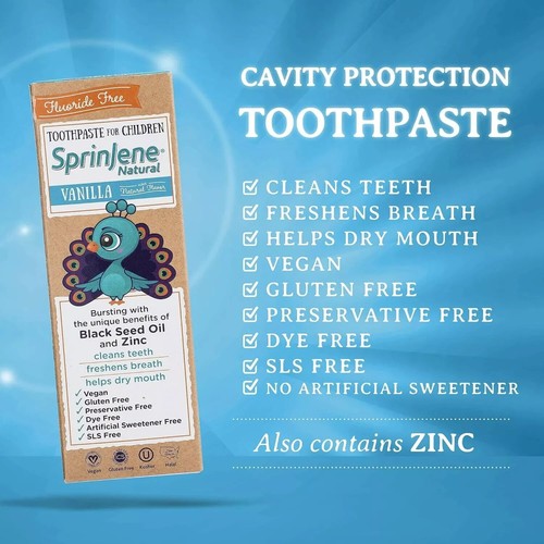 SprinJene Natural Children's Vanilla Toothpaste Vegan Gluten Free Exp 6/2026 NIB - Picture 7 of 7