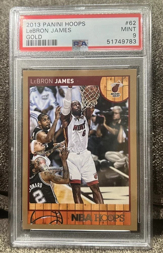 2013-2014 Panini Hoops LeBron James Basketball Card Miami Heat #62 Gold PSA 9