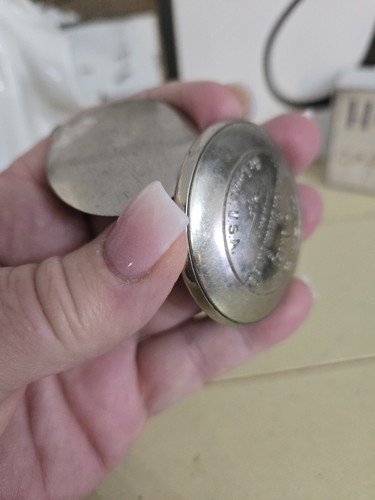 Vintage antike Werbung American Lady Shoe Hamilton braun Pillendose Etui - Bild 4 von 7