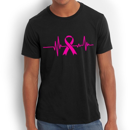 T-shirt nastro rosa battito cardiaco magliette supporto sensibilizzazione cancro al seno - Foto 2 di 4