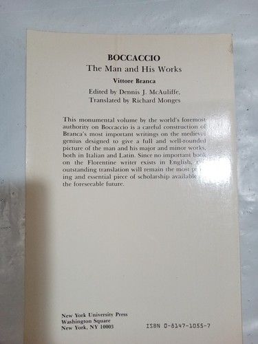 BOCCACCIO: THE MAN AND HIS WORKS By Vittore Branca (VTG, 1976)Paperback  - Picture 2 of 12