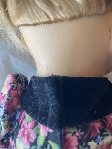 FAMOSA Expressions Vintage Doll 1995 Blonde 14" Floral Chintz Jumper Mouth Opens - Picture 5 of 5