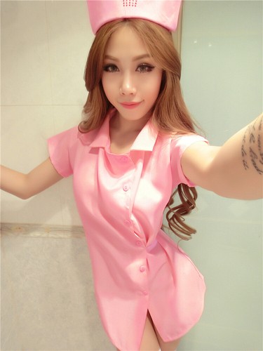Abbigliamento da notte sexy donna lingerie stile infermiera uniforme cosplay bodycon abito da clubwear - Foto 2 di 17