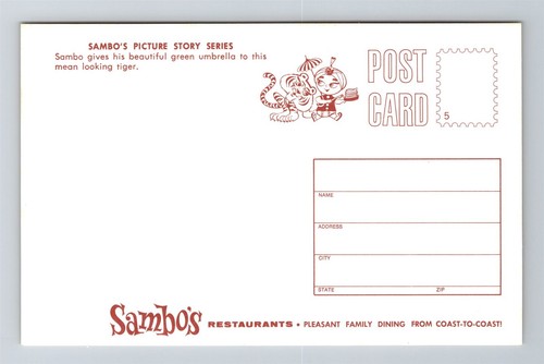 Sambo's Restaurant - Sambo Gives His Beautiful Green Umbrella to Tiger Postcard - Picture 2 of 2