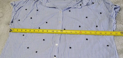 Jane Delancey Striped Button Up Top Size 1X Stars Blue - Bild 6 von 7