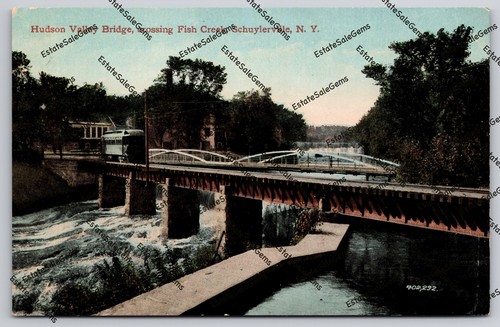Antique Postcard Hudson Valley Bridge Crossing Fish Creek Schuylerville New York