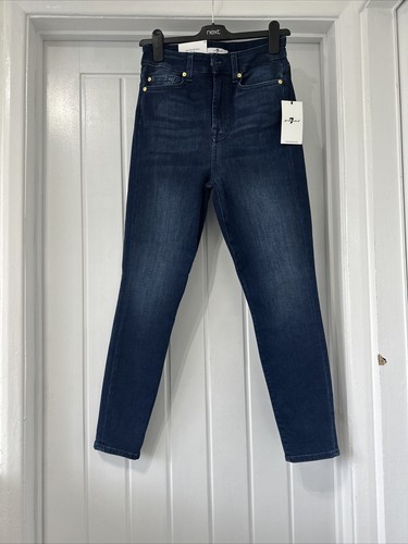 £200 NWT 7 For All Mankind High Rise Aubrey Skinny Jeans Size 28 Dark Blue - Picture 6 of 18