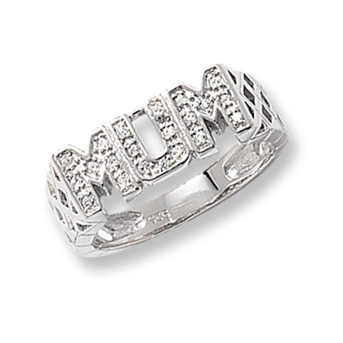 Mum Ring 925 Sterling Silver Ladies with Cultured Cubic Zirconia/CZ