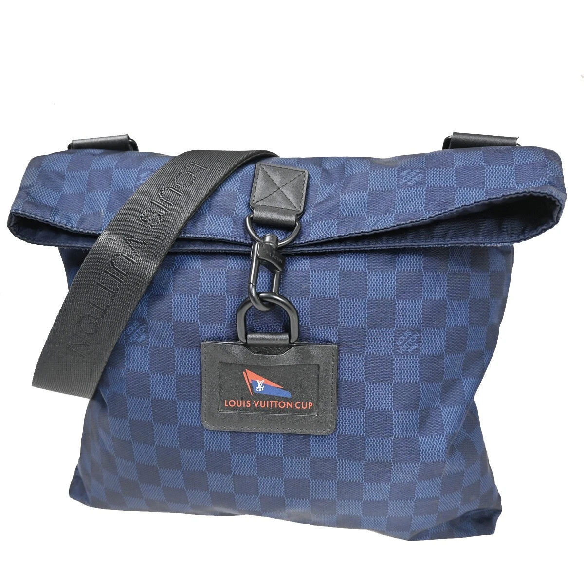 LOUIS VUITTON CUP Alize Shoulder Bag Damier Challenge Nylon Blue