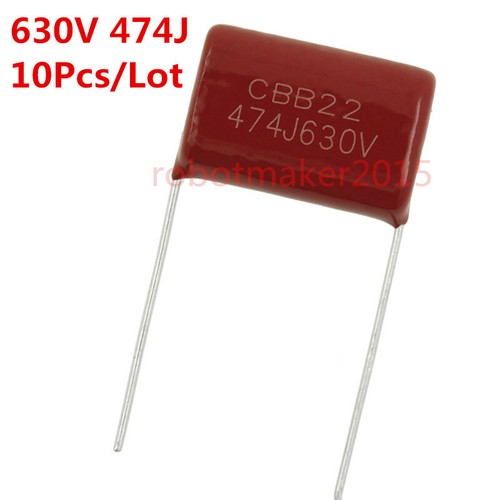 10 pezzi condensatore CBB CBB22 474J 630V 0,47UF 470NF P=15mm  - Foto 1 di 3