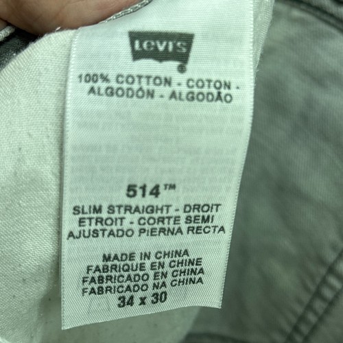 Levis 514 Slim Straight Jeans Mens 34x30 Inseam Meas 29 Light Gray 005140225 - Picture 4 of 13