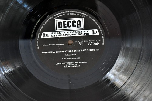 DECCA STEREO SXL 6787 UK NARROW BAND PROKOFIEV "Symphony No. 5" Walter WELLER - Picture 3 of 3