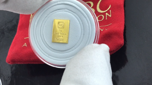 Solid Fine Gold 1 Gram 999.9 ABC Minted Bullion Ingot Bar - Video 1 of 1