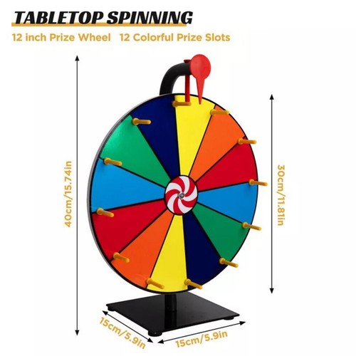 12-Slots 30CM Prize Wheel Fortune Spinning Roulette Tabletop Win Game Party - Picture 3 of 14
