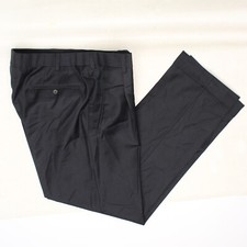 Hiltl Mens Dress Pants 36x30 Solid Navy Blue Wool Pleated Trousers