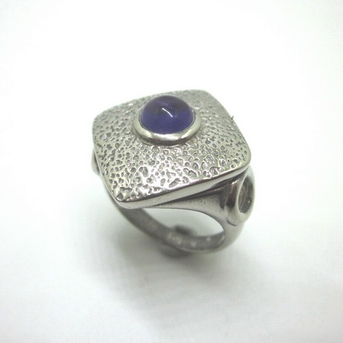 Vintage 925 Sterling Silver Rings Jewelry Violet Stone Square Face Silver Color - Picture 2 of 7
