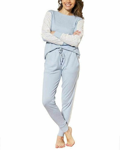 ¡TNM! Flora Nikrooz Conjunto de salón de manga larga de 2 piezas para mujer, encaje y parte superior de manga larga - Imagen 13 de 28
