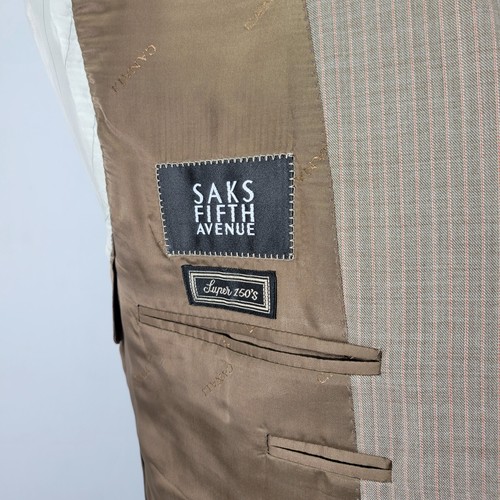Canali Saks Fifth Avenue Men's Sport Coat Blazer Two Button Brown Wool 150s 44R - Picture 17 of 19