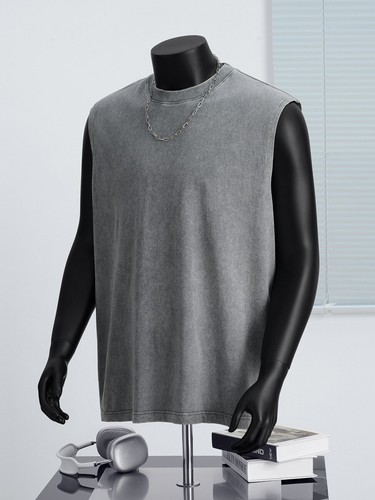 Distressed Washed Cotton Tank Top, 230g Streetwear Muscle Tee for Teens - Bild 10 von 24