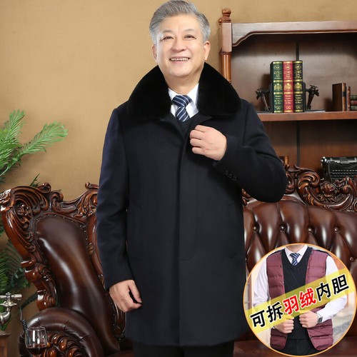 Men's Mid-length Woolen Coats Thickened Winter Cashmere Woolen Business Jacket - Picture 3 of 26