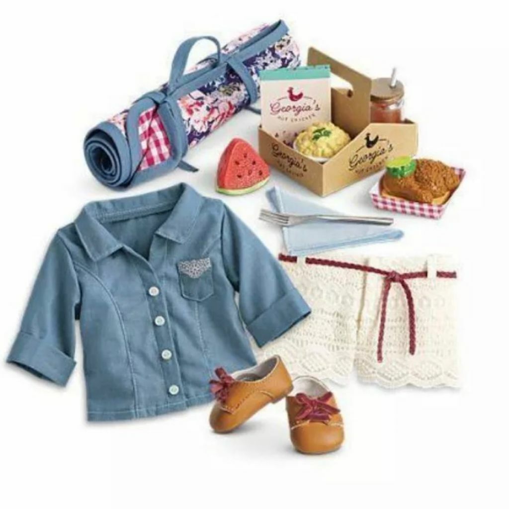 American Girl Tenney's Picnic Outfit and Picnic Set Great for Blaire American Girl Tenney's Picnic Outfit and Picnic Set Great for Blaire