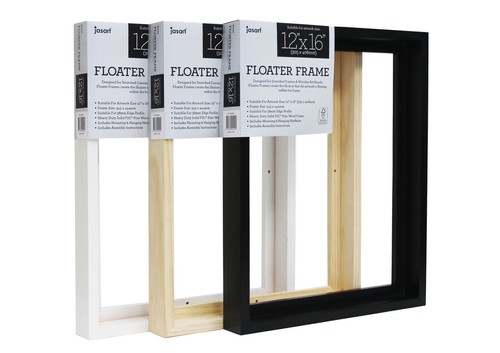 Jasart Thin Edge Artwork 12x16" Wood Floater Canvas Painting Frame Rect Natural - Picture 5 of 5