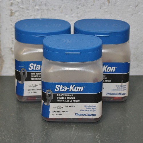 (300) Sta-Kon Ringklemme RA18-10, #10 Bolzen, 22 bis 16 AWG Draht, nylong, rot
