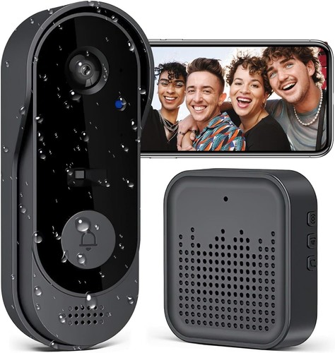 Sonnette sans Fil avec Caméra,1080P WiFi Sonnette Étanche, Batterie Visiophone  - Bild 1 von 6