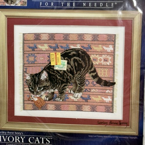 De colección Años 90 Lesley Ann Marfil Gatos Diseños para Aguja Contado Punto de Cruz Kit #5605 - Imagen 10 de 23