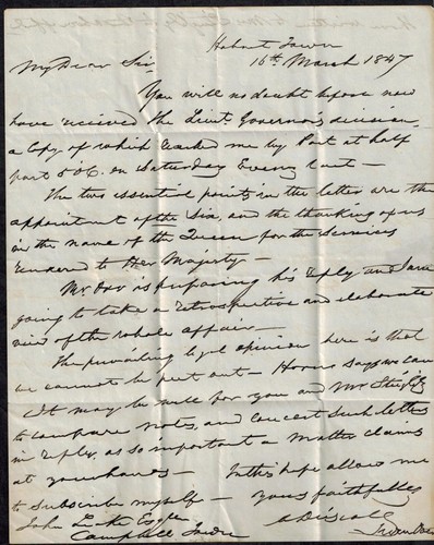 Tasmania 1847 Pre Stamp Official Mail w/ M/S "On the Public Service Only" - Picture 3 of 7